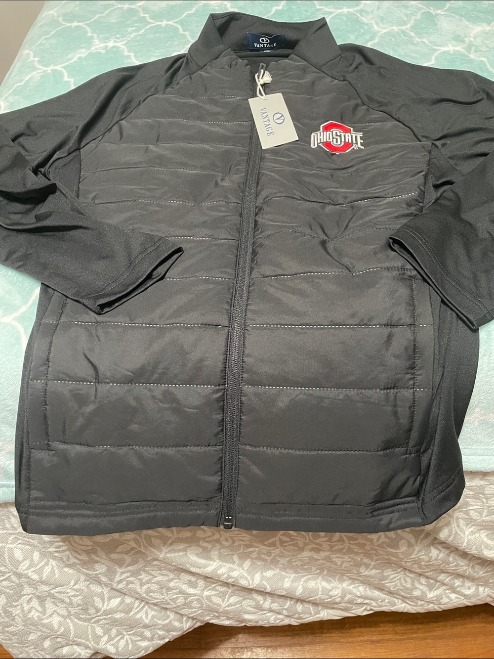 Ohio State Men's Black Quilted Puffer Jacket by Vantage